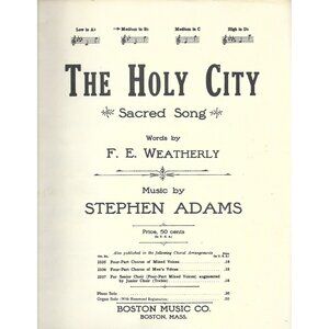 The Holy City Sheet Music 1942 Sacred Song Boston Music Astoria OR